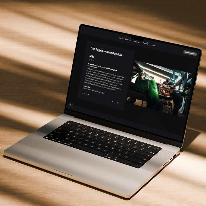 Produktbereich der neuen Website