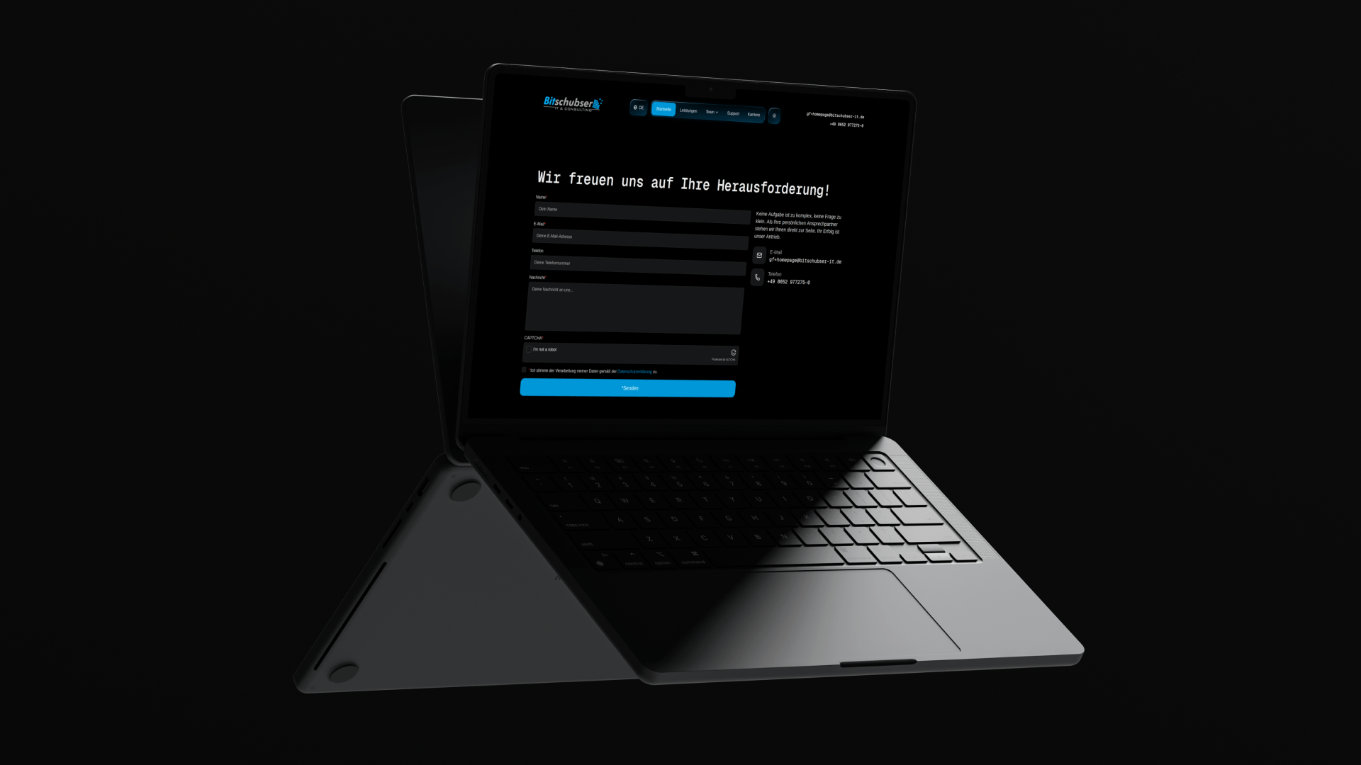 Kontakt- und Teambereich der Bitschubser Website
